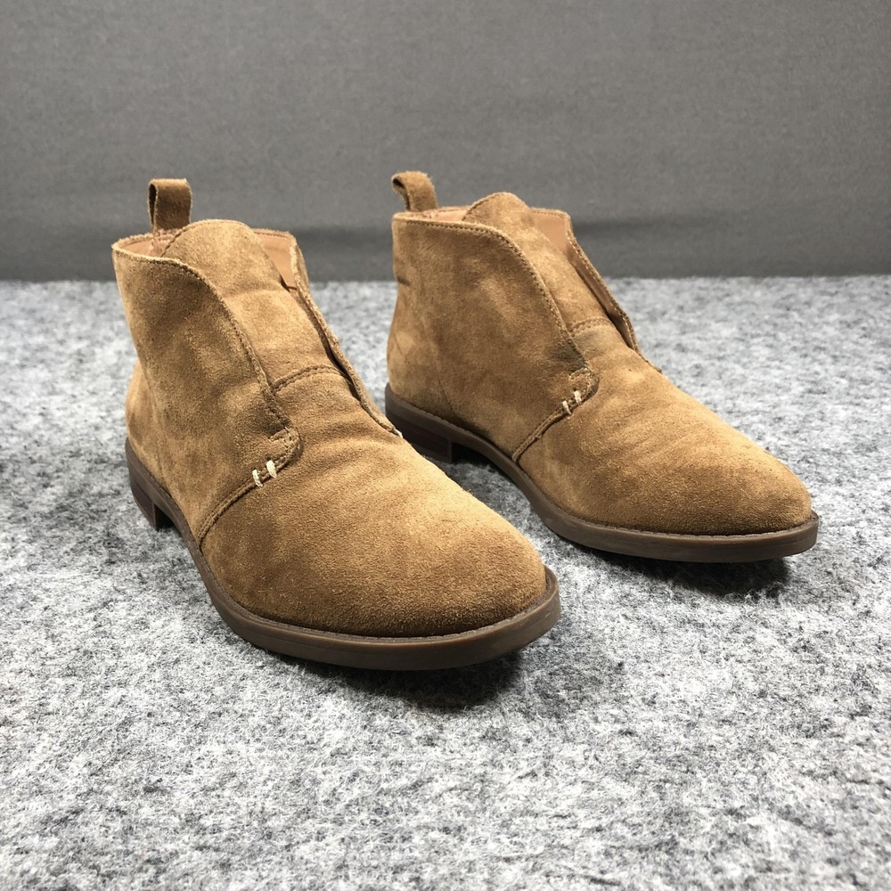 Franco Sarto Isolde Ankle Booties Womens 7.5 M Brown Suede Pull On Flat‎ Casual